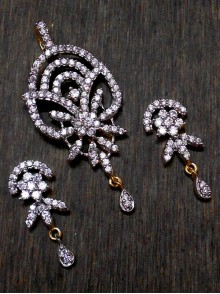 CZ Pendant With Earrings